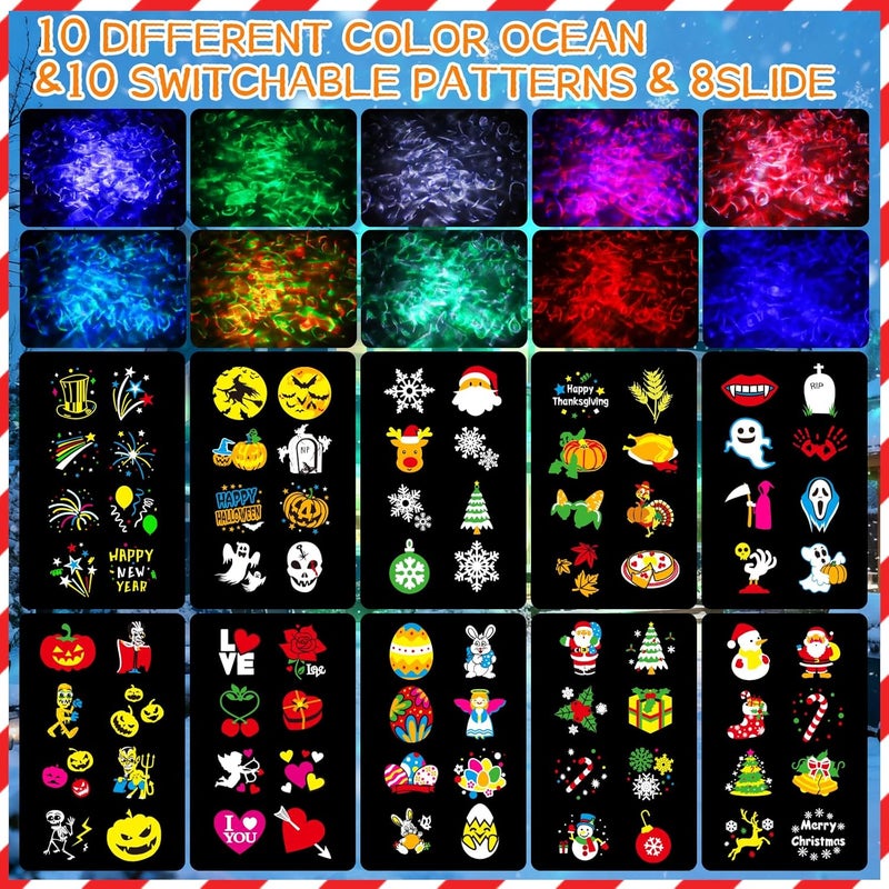 Abdtech 8-Pattern Christmas Projector Lights Outdoor Halloween,2025 Upgraded Brighter Holiday Lights Outdoor 80 Effects (10 Slides +3D Color),2-in-1 Christmas Decorations Outdoor Lighting for Party Decor - Image 2